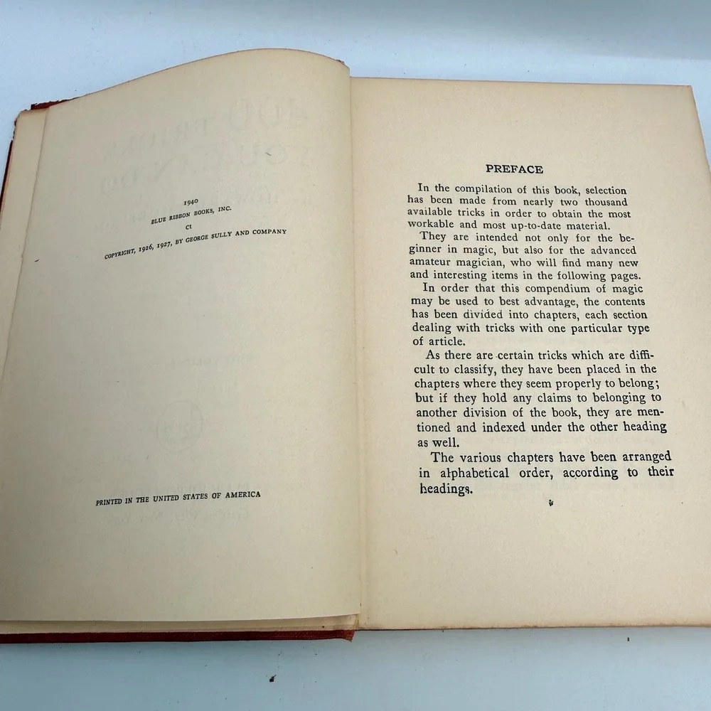 400 Tricks You Can Do Howard Thurston 1940 Vintage Magic Book Hardcover Red